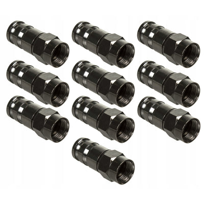 Maclean, F-kompressionsanslutning, RG-6, Professionell, Nickel, Svart, MCTV-916, 10 st