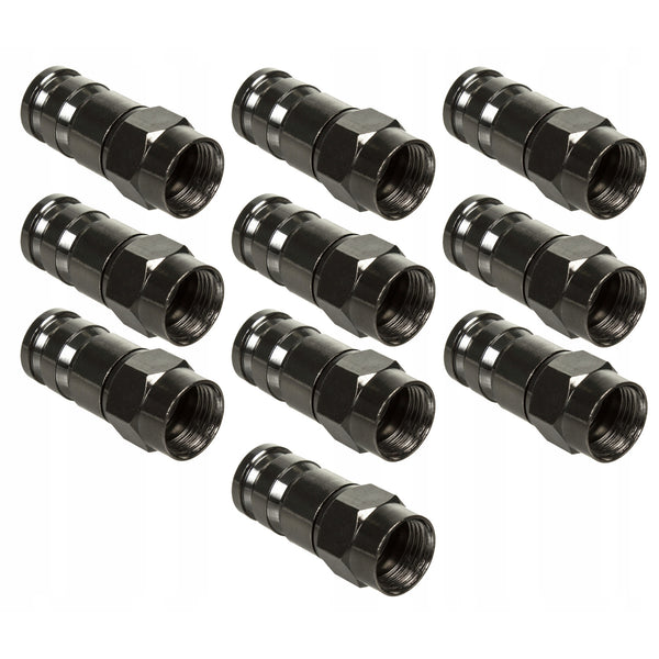 Maclean, F-kompressionsanslutning, RG-6, Professionell, Nickel, Svart, MCTV-916, 10 st