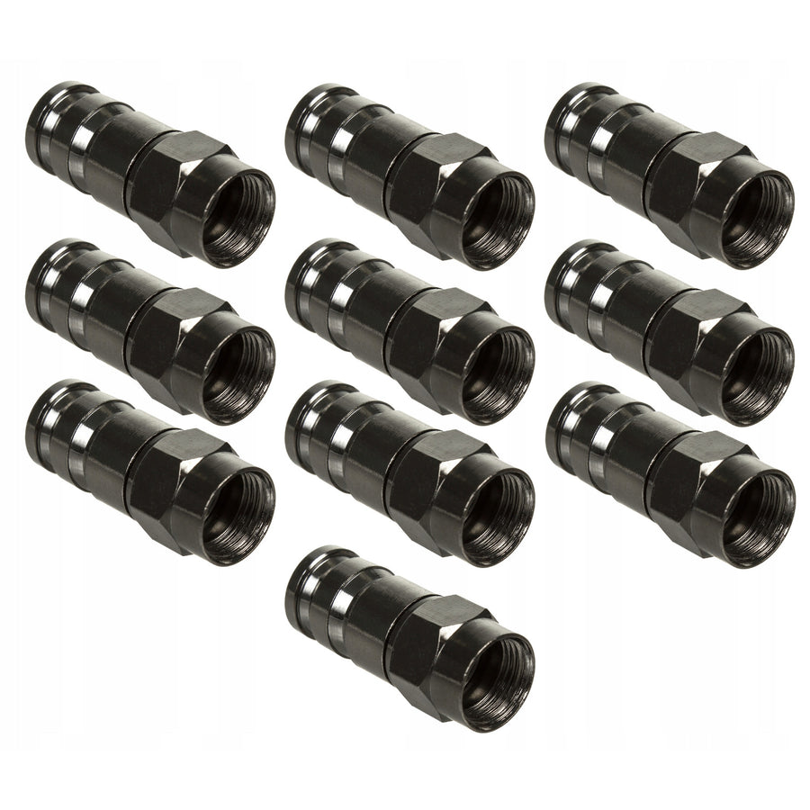 Maclean, F-kompressionsanslutning, RG-6, Professionell, Nickel, Svart, MCTV-916, 10 st