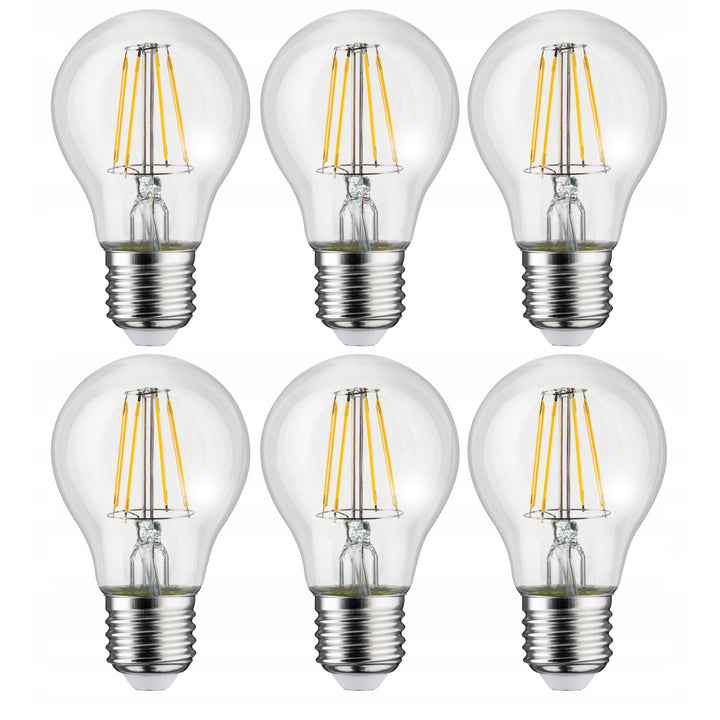 6x Maclean, Filament LED E27, 8W, 230V, WW varmvit 3000K, 806lm, Retro edison dekorativ, MCE268