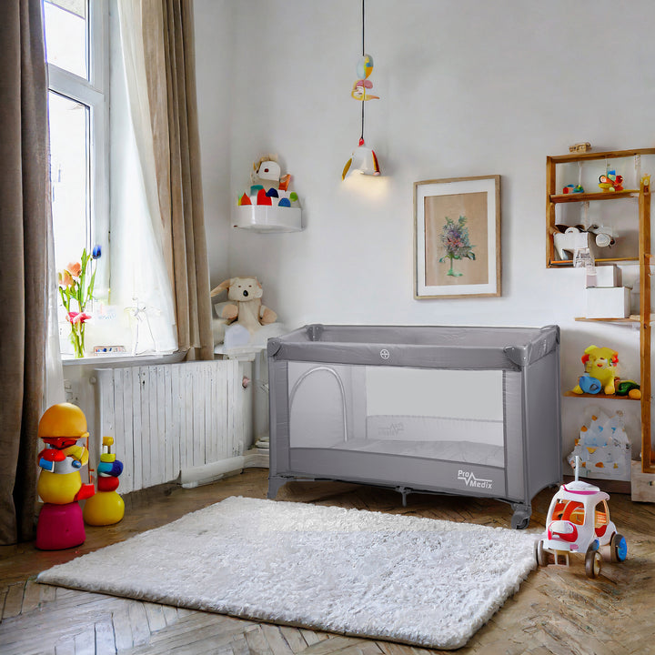 Promedix resesäng, 125x65x74cm, grå, hjul, skyddshölje, PR-803 G