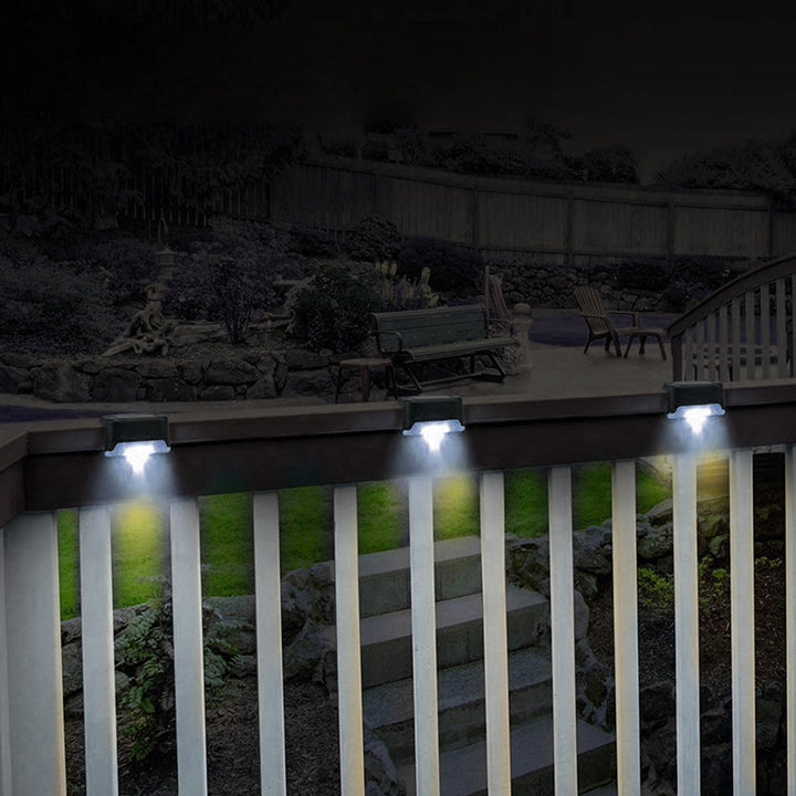 4x Maclean LED-solcellslampa för trappor IP44, 4000K, Ni-MH 100 mAh, 80x45x45mm, skymningssensor MCE319
