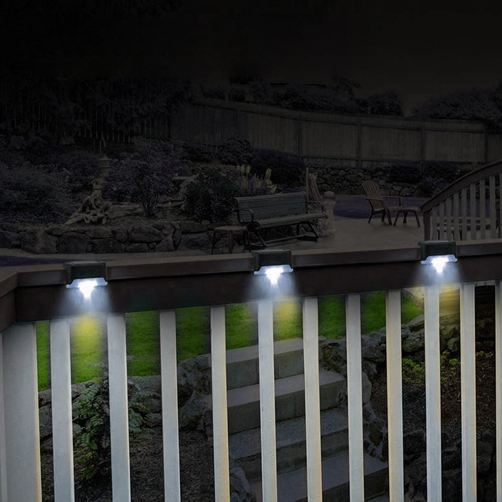 8x Maclean solcellsdriven LED-trappbelysning IP44, 4000K, Ni-MH 100 mAh, 80x45x45mm, skymningssensor MCE319