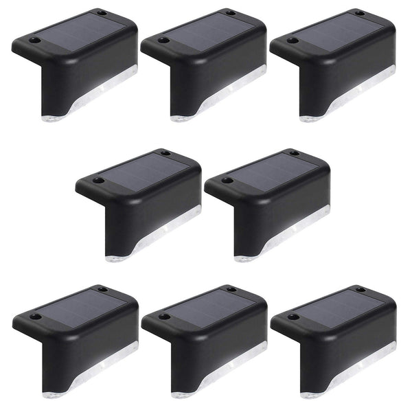 8x Maclean solcellsdriven LED-trappbelysning IP44, 4000K, Ni-MH 100 mAh, 80x45x45mm, skymningssensor MCE319