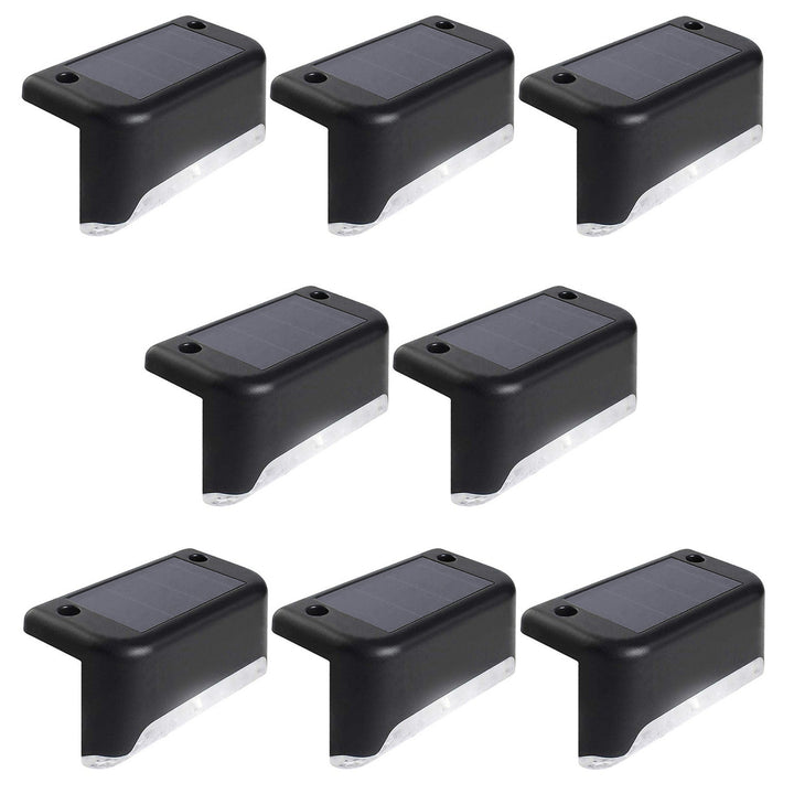 8x Maclean solcellsdriven LED-trappbelysning IP44, 4000K, Ni-MH 100 mAh, 80x45x45mm, skymningssensor MCE319