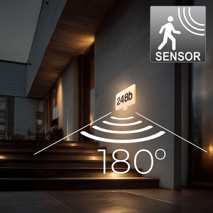 Maclean LED-lampa, husnummer, skymnings- och rörelsesensor, dimbar, 20W, IP65, neutral färg (4000K), 1600lm, MCE466 W
