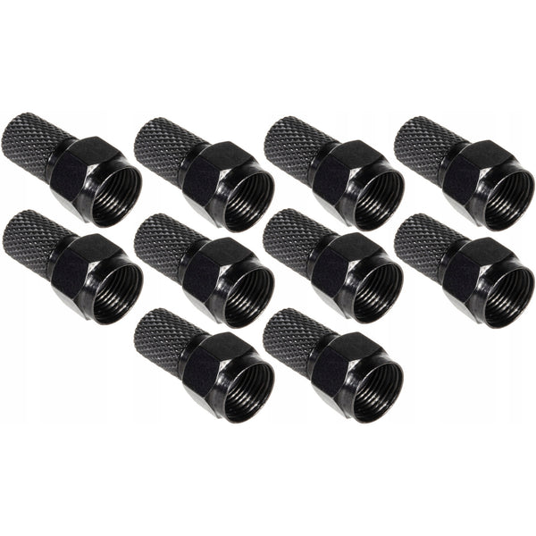 10x Maclean satellit F-plugg, TV-system, RG5.9, RG6, 6,8mm, nickel med tätning, professionell, svart, MCTV-903