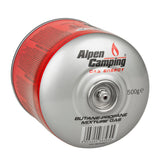 4x 500g Alpen Camping gaspatron, certifikat: Pi 0437, enligt EN417, propan-butan, intervall -10°c till + 40°c, 7/16" ventil IK008
