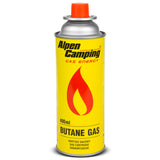 Alpen Camping patronbrännare, flamtemperatur 1350 grader C, piezotändning, flamkontroll, VULCANO + 4 patroner