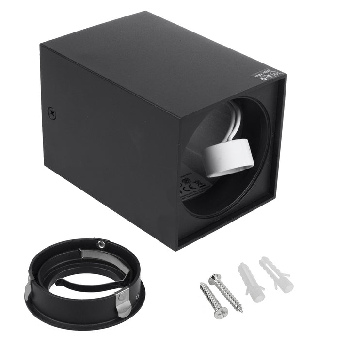 3x Maclean tub / utanpåliggande takarmatur, spot, fyrkantig, aluminium, GU10, 80x80x115mm, svart, MCE426 B + 3x LED-lampa 5W