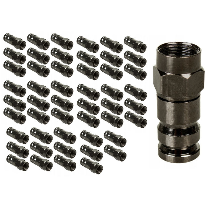 50x Maclean, F kompressionsanslutning, RG-6, professionell, nickel, svart, MCTV-916