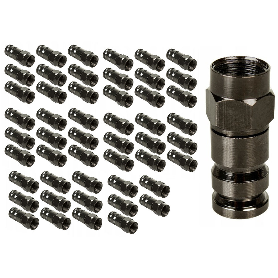 50x Maclean, F kompressionsanslutning, RG-6, professionell, nickel, svart, MCTV-916