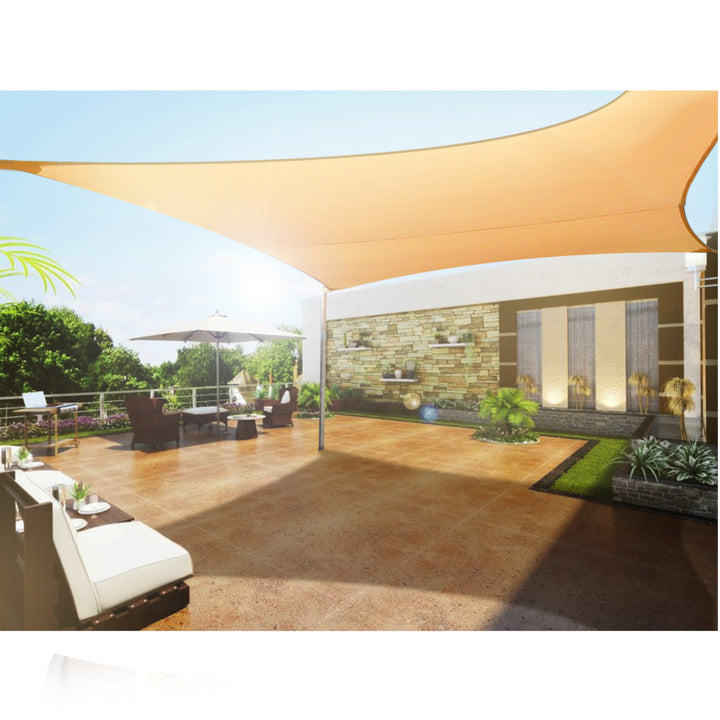 GreenBlue UV-trädgårdsskuggsegel, polyester, 5m kvadrat, kräm + monteringssats