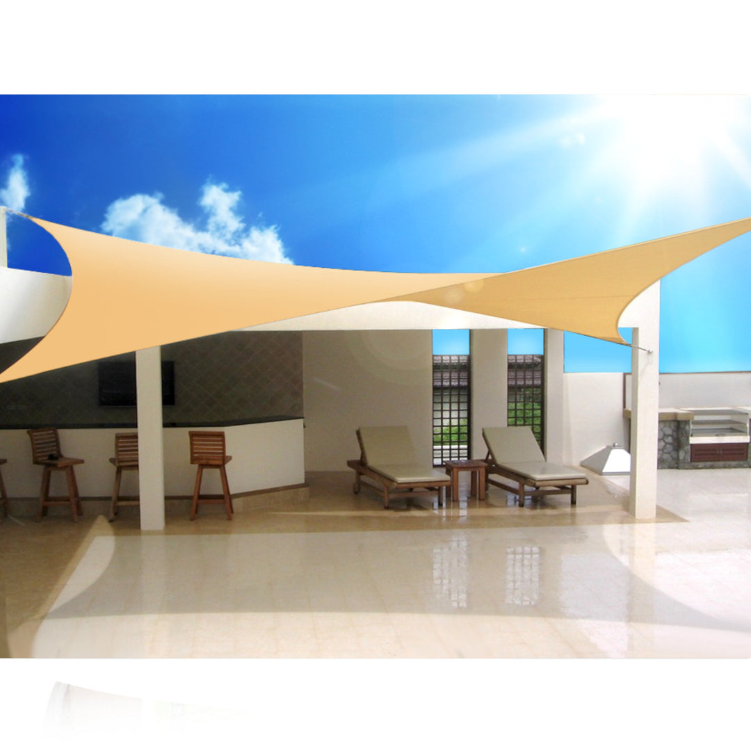 GreenBlue UV-trädgårdsskuggsegel, polyester, 5m kvadrat, kräm + monteringssats