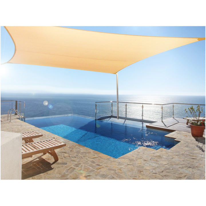 GreenBlue UV-trädgårdsskuggsegel, polyester, 5m kvadrat, kräm + monteringssats