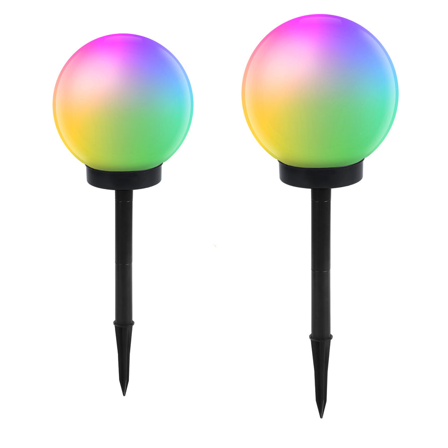 GreenBlue solcellsdriven fristående trädgårdslampa, sfär, 15x48cm, RGB-färgad LED, GB122 + 25x58cm GB166