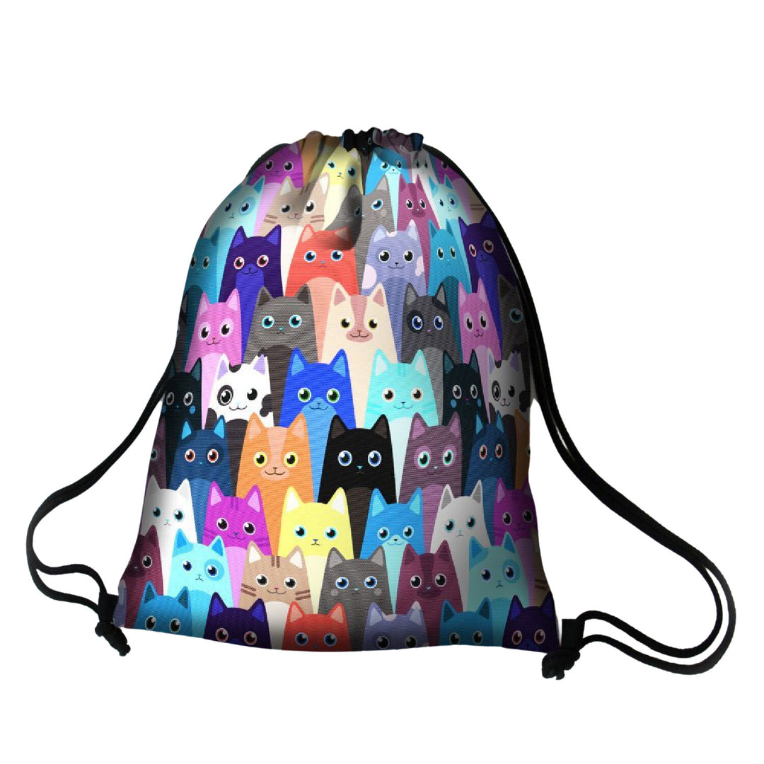 Bertoni ryggsäck, fullfärgstryck, vattentät, Meow-mönster, EE0035