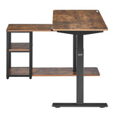 Ergo Office elektriskt lyftbord, max. höjd 121cm, max. 70 kg, med bordsskiva och hyllor, för stående och sittande, rustikbrun, ER-450, 2 delar