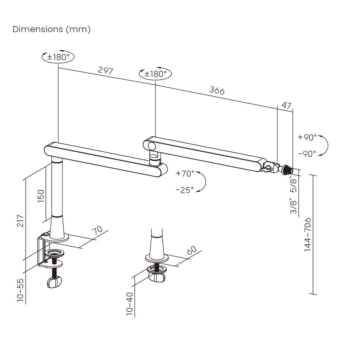 Maclean professionell mikrofonhållare, bomarm, max. 2kg, MC-971