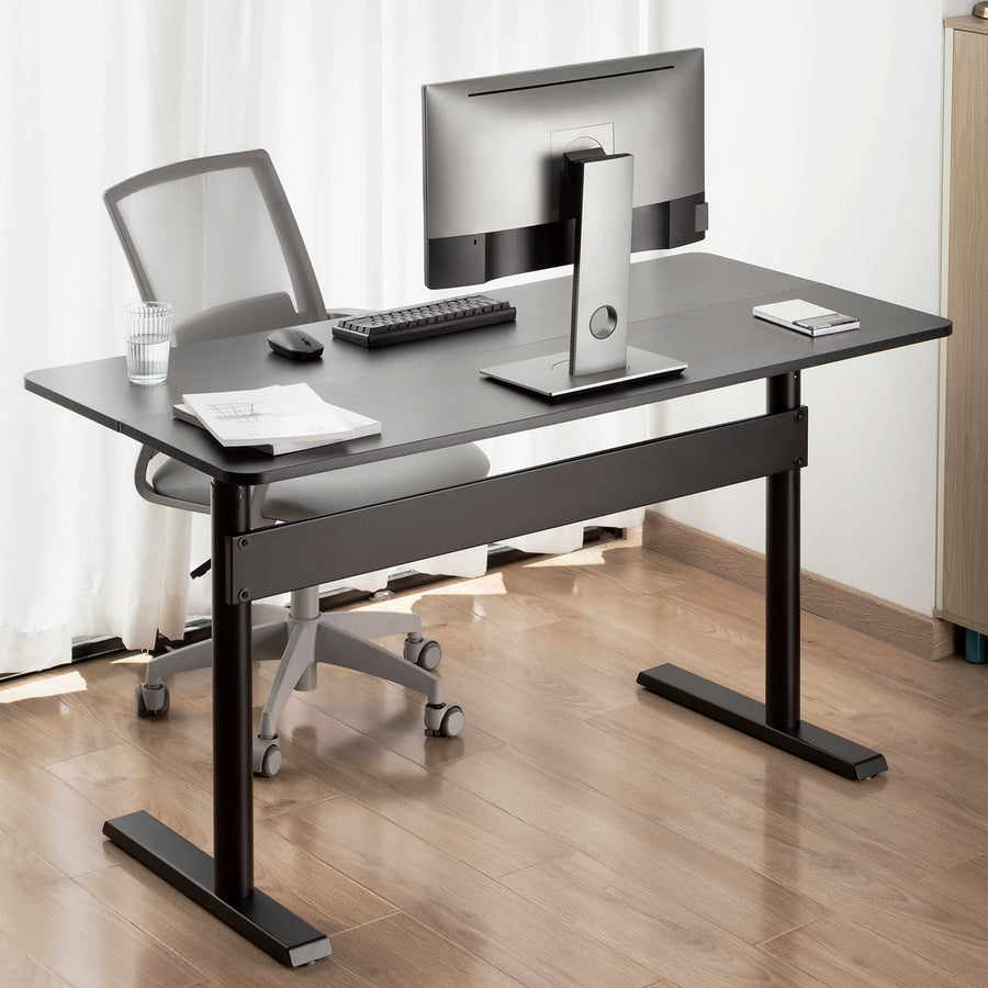 Skrivbord med bordsskiva 140x68cm Ergo Office, gasfjäder, höjdjusterbart, för stående och sittande arbete, max höjd 115cm, ER-453