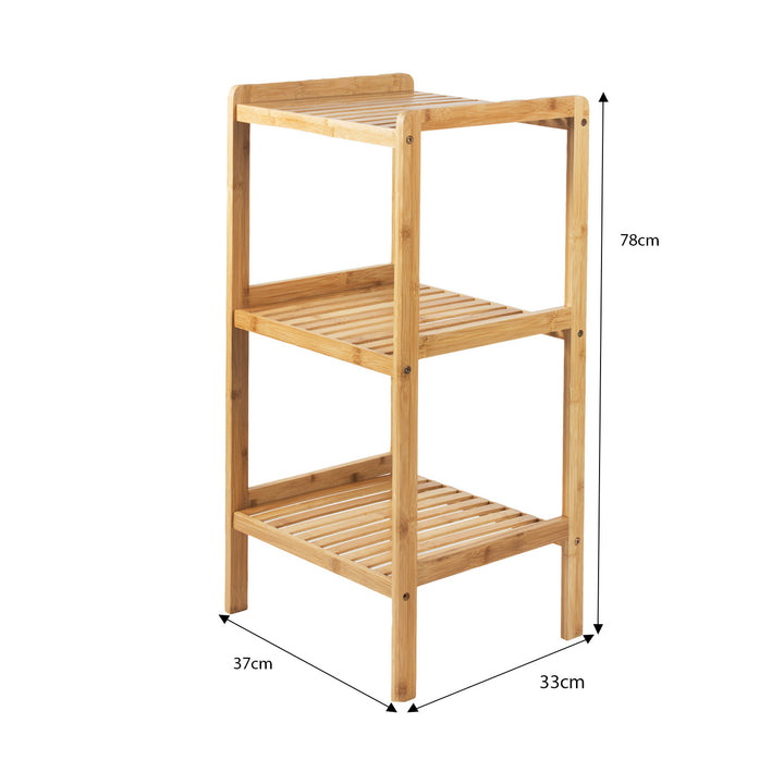 Grönblå badrumsskåp i bambu, 370x330x780mm, 3 hyllplan, GB321