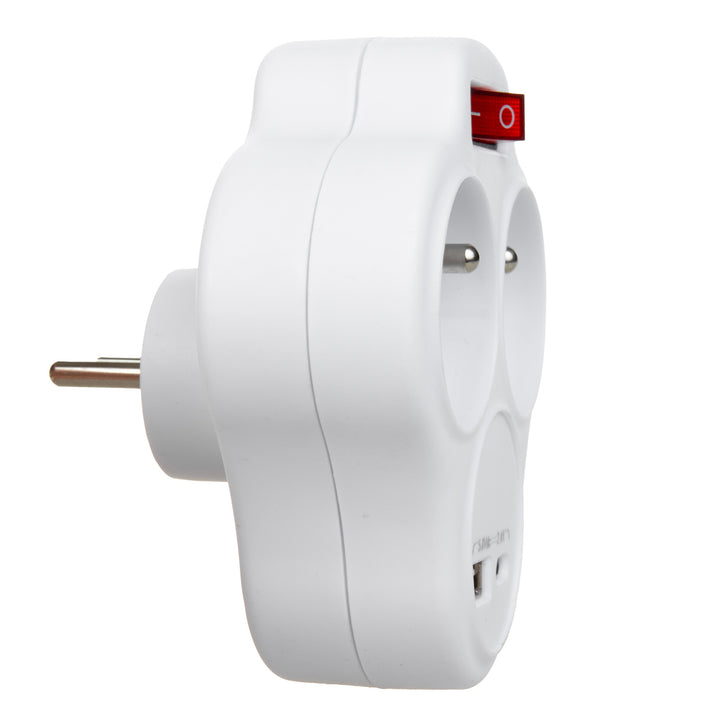 Maclean-uttag, grenuttag med 2 uttag och USB A/C 2,4 A, typ E, 2x16 A, MCE336 E