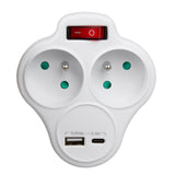 Maclean-eluttag, grenuttag med 2 uttag och USB A/C 2,4 A, typ E, 2x16 A, MCE336 E