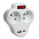Maclean-eluttag, grenuttag med 2 uttag och USB A/C 2,4 A, typ E, 2x16 A, MCE336 E