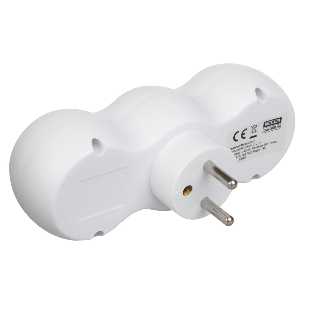 Maclean strömuttag, 2-kontakts splitter, 2x USB A/C, typ E, 2x16A, MCE339 E