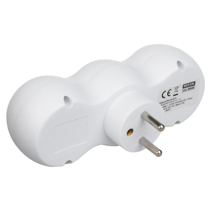 Maclean strömuttag, 2-kontakts splitter, 2x USB A/C, typ E, 2x16A, MCE339 E
