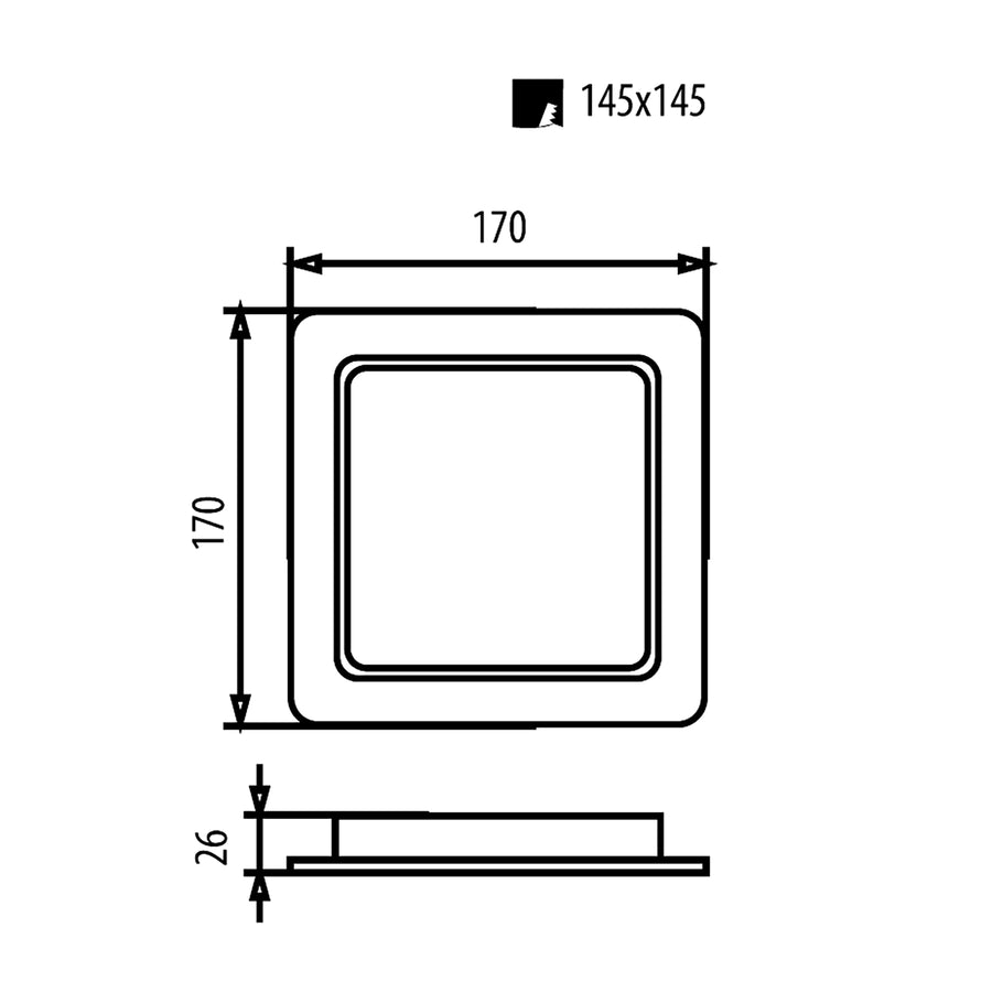 Maclean LED-takpanel, infälld SLIM, 18W, neutralvit 4000K, 170*170*26mm, 1900lm, MCE374 S