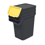 Soptunna Keden, för återvinning, 3x20 liter, svart, Stapelbox
