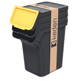 Soptunna Keden, för återvinning, 3x20 liter, svart, Stapelbox