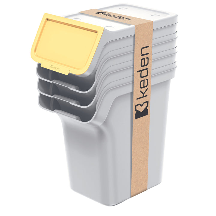 Soptunna Keden, för källsortering, 4x20 liter, aska, Stapelbox
