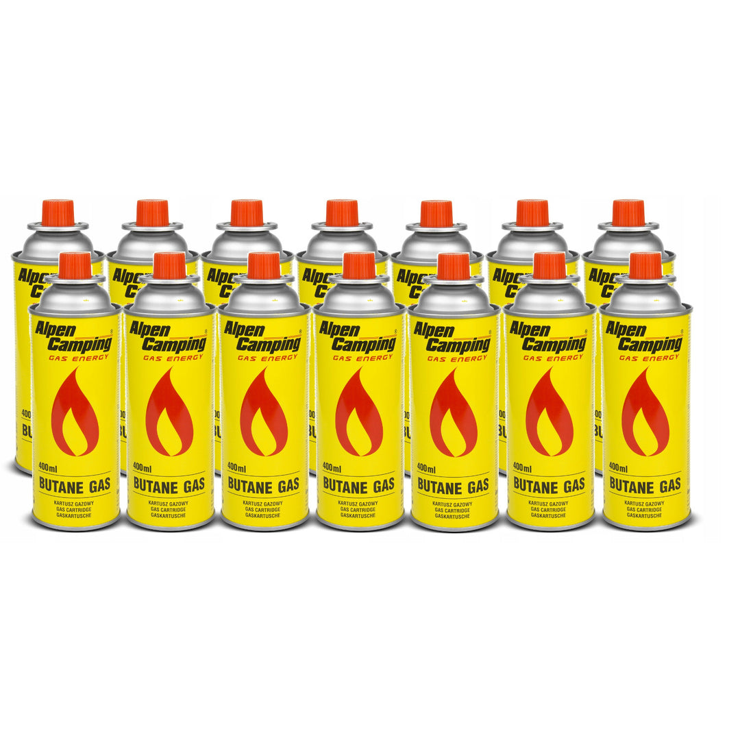 14x Alpen Camping 400 ml gaspatron, certifikat: Pi 0875, överensstämmer med EN417, isobutan, driftområde -10°c till + 40°c, IK004