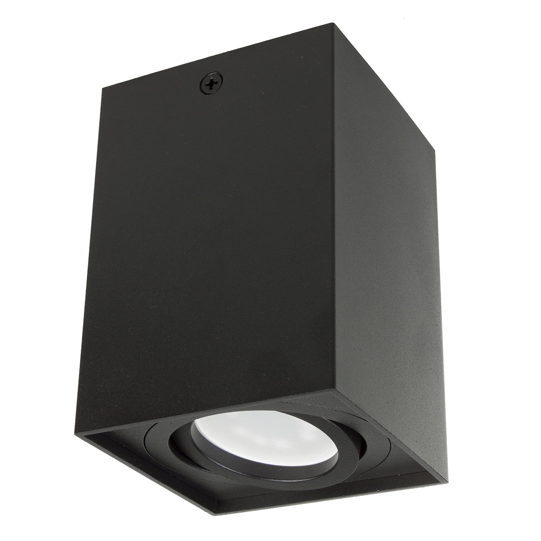 Maclean tub / utanpåliggande armatur, strålkastare, halogen, fyrkantig, aluminium, glödlampa 5W GU10, 80x80x115mm, svart färg, MCE426 B +
