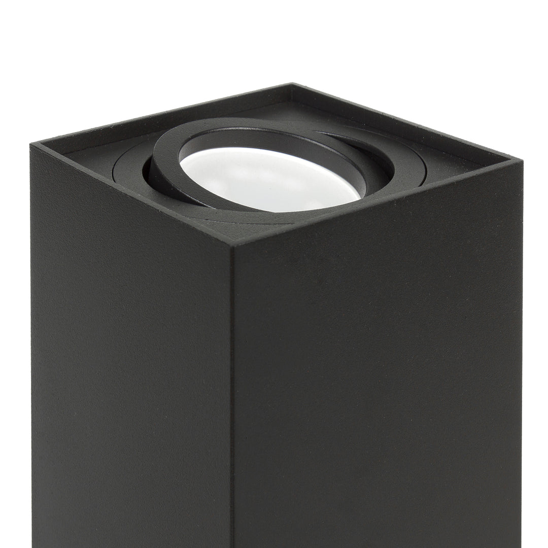 Maclean tub / utanpåliggande armatur, strålkastare, halogen, fyrkantig, aluminium, glödlampa 5W GU10, 80x80x115mm, svart färg, MCE426 B +