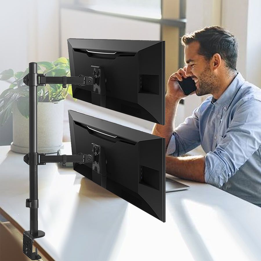 Maclean MC-967 monitorfäste passar skärmar upp till 13-27" med max VESA 100x100 och bär upp till 9kg. Idealisk för ergonomisk visning.
