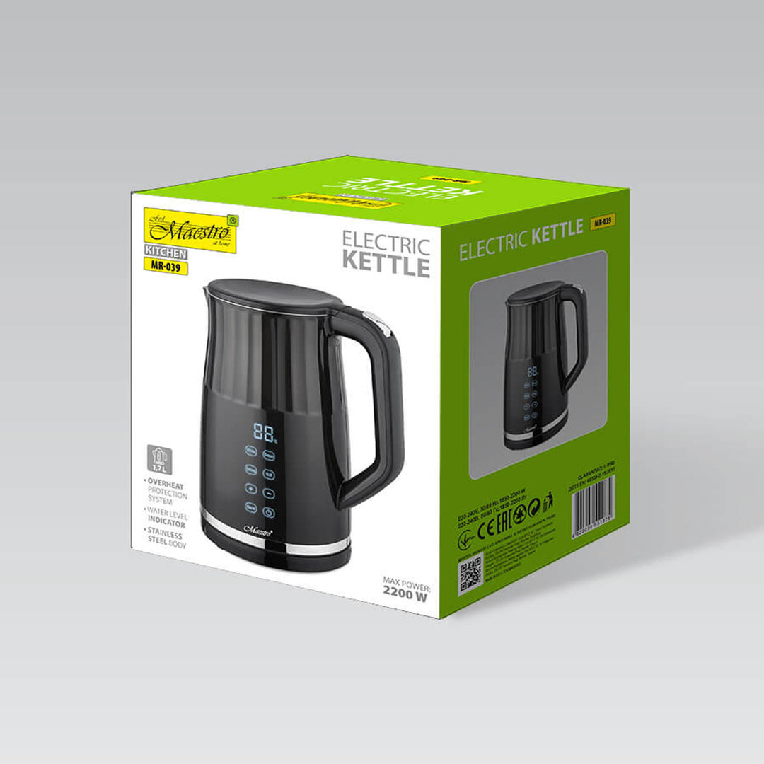 Maestro vattenkokare, sladdlös, pekskärm, 1,7 liter, 2200 W, MR-039
