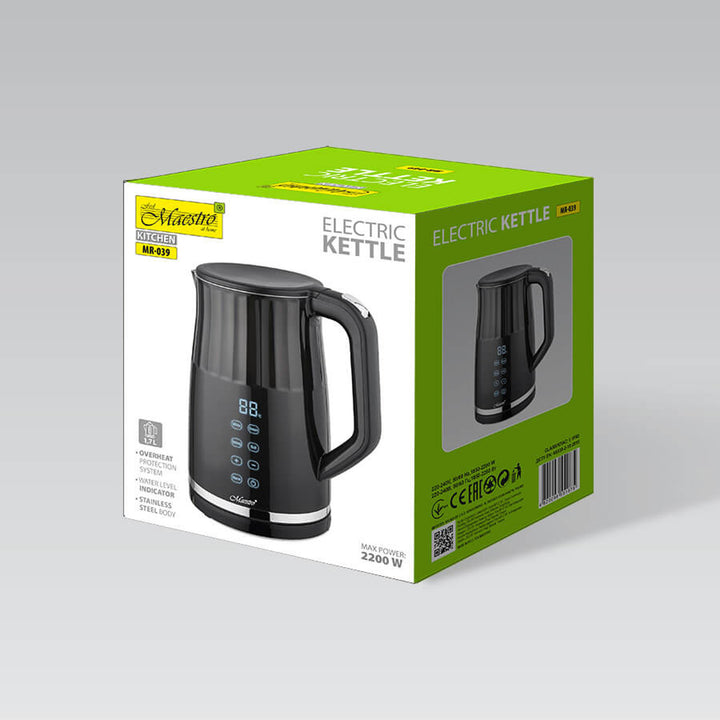 Maestro vattenkokare, sladdlös, pekskärm, 1,7 liter, 2200 W, MR-039