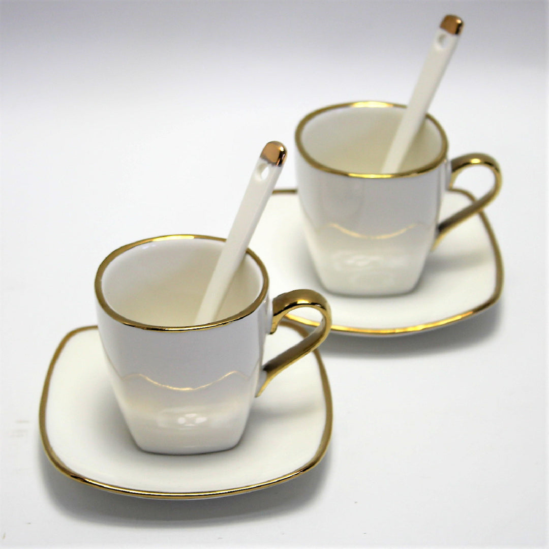 Espressokoppar porslinsset med tallrikar Queen Isabell W23GD06-06464