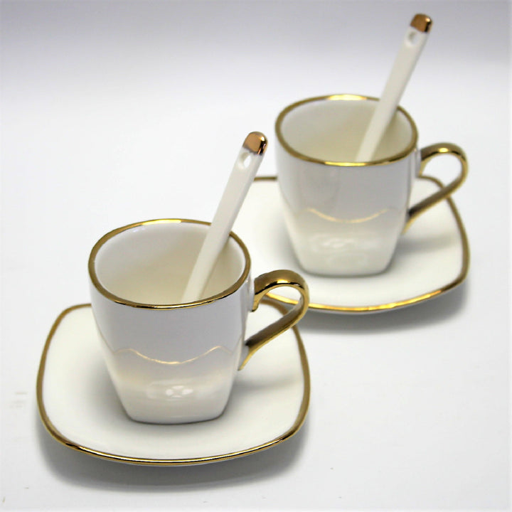 Espressokoppar porslinsset med tallrikar Queen Isabell W23GD06-06464