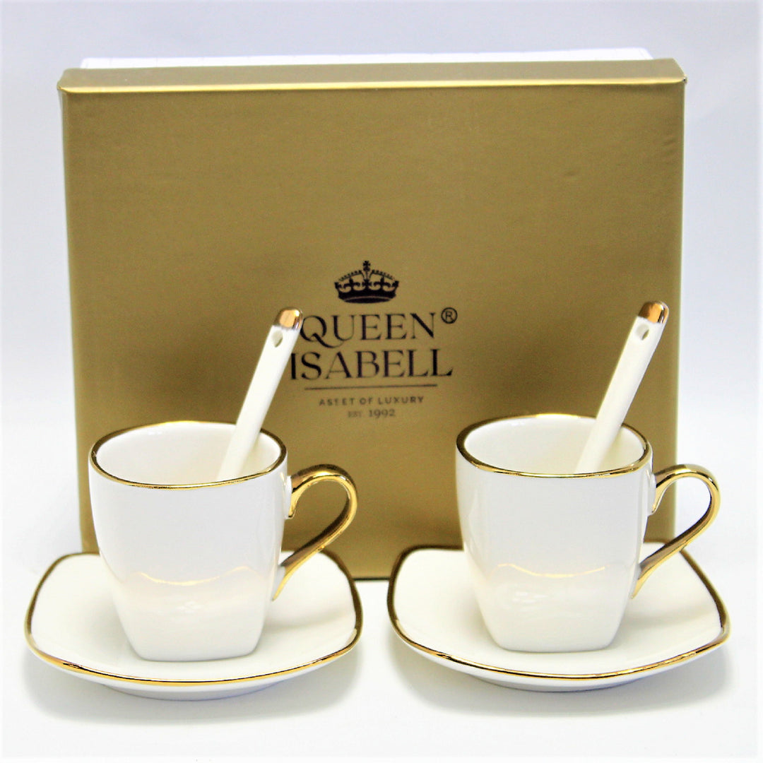 Espressokoppar porslinsset med tallrikar Queen Isabell W23GD06-06464