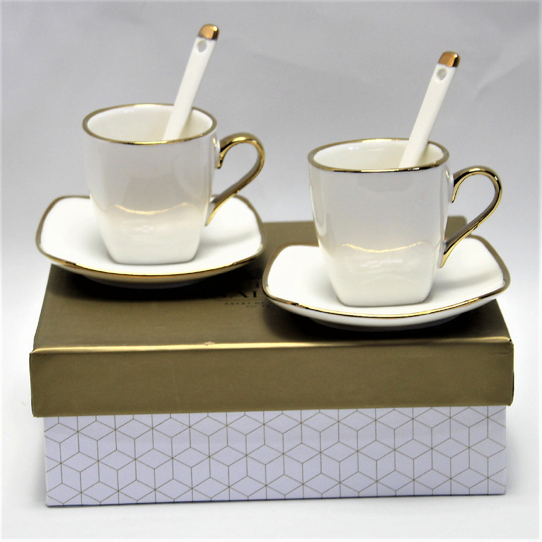 Espressokoppar porslinsset med tallrikar Queen Isabell W23GD06-06464