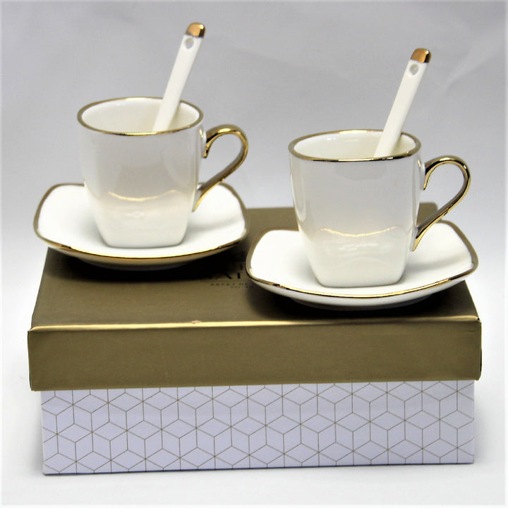 Espressokoppar porslinsset med tallrikar Queen Isabell W23GD06-06464