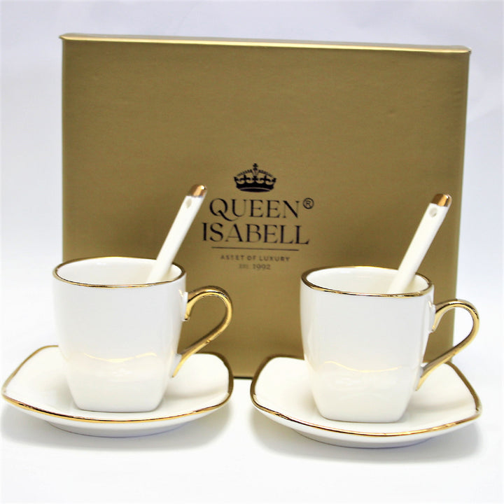 Espressokoppar porslinsset med tallrikar Queen Isabell W23GD06-06464