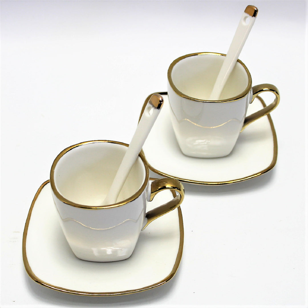Espressokoppar porslinsset med tallrikar Queen Isabell W23GD06-06464
