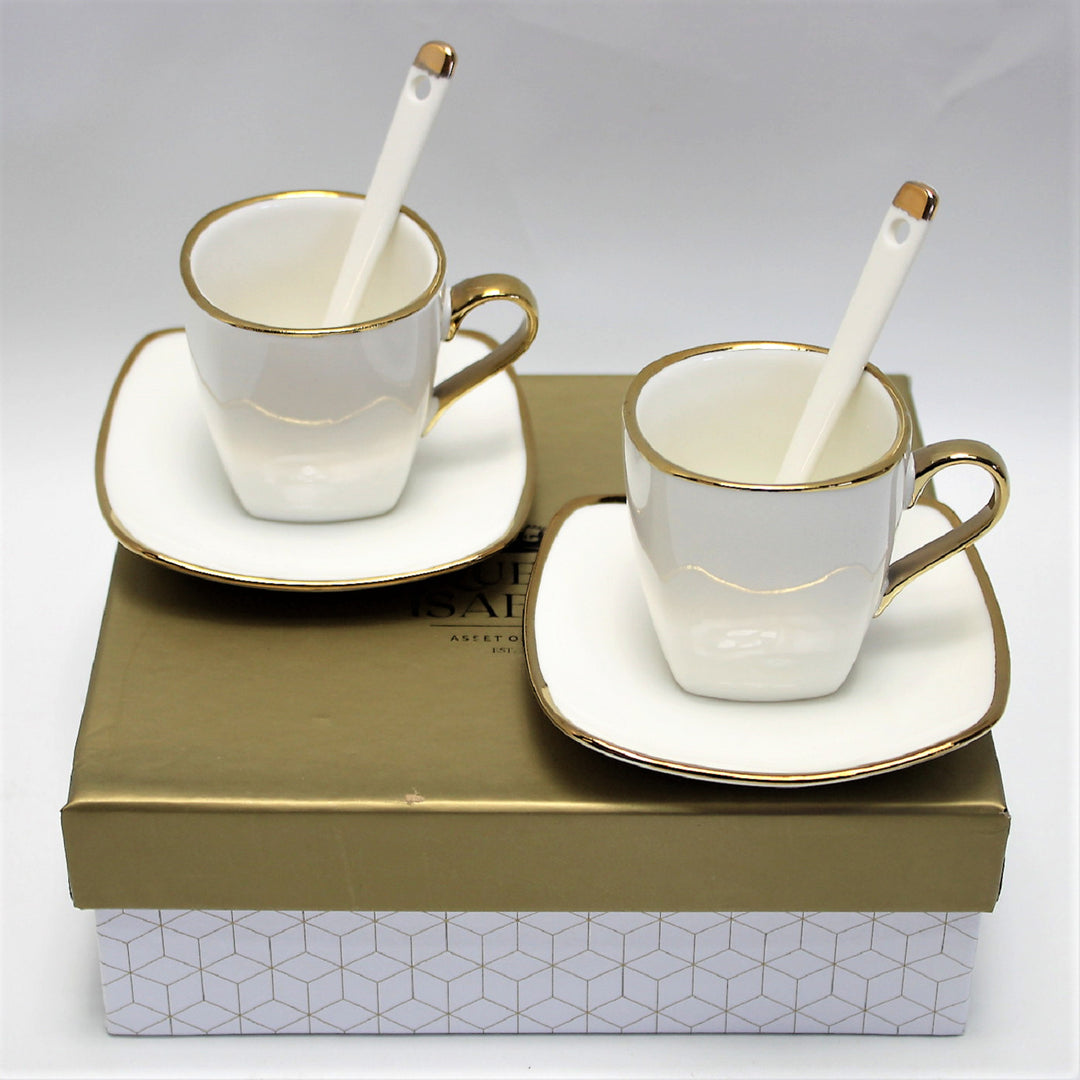 Espressokoppar porslinsset med tallrikar Queen Isabell W23GD06-06464
