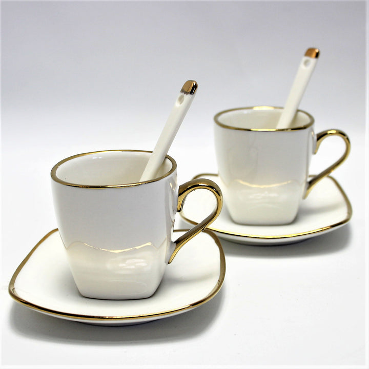 Espressokoppar porslinsset med tallrikar Queen Isabell W23GD06-06464