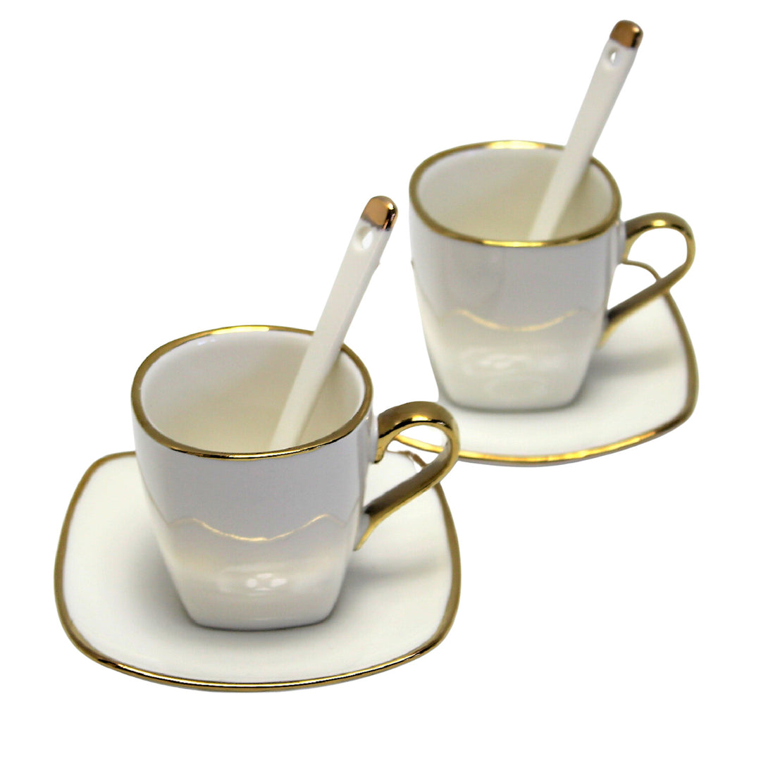 Espressokoppar porslinsset med tallrikar Queen Isabell W23GD06-06464